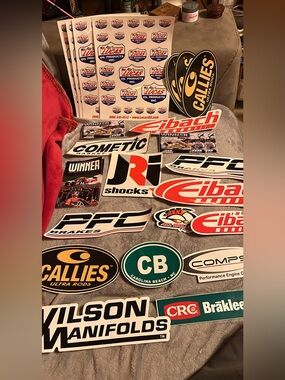 Nascar Sticker Lot with Red, Black, White, Green and Yellow Accents